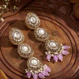 Priyaasi Lavender Gold Plated Kundan Drop Earring-image-80