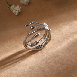 Cierra Silver Plated Adjustable Finger Ring-image-26