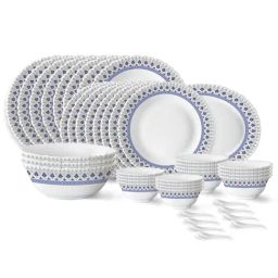 Larah by Borosil Ocean Fluted White Opalware 44 Pieces Dinner Set-image-89