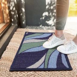 Bianca Green & Blue Nylon Abstract Door Mat (Small)-0