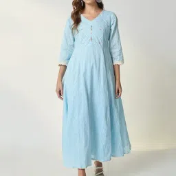 SHOWOFF Blue Embellished Kurta-image-63