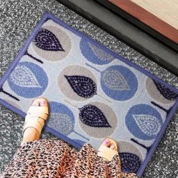 Bianca Grey & Blue Nylon Abstract Door Mat (Small) image 2