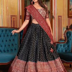 A TO Z CART Printed Ready to Wear Lehenga & Unstitched Blouse With Dupatta image 2