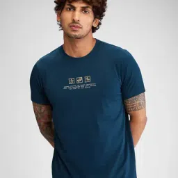 Spykar Blue Slim Fit Printed T-Shirt-picture-3