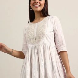 Libas Off White Embroidered Kurti-74