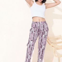 QUIRA Women Printed Cotton Lounge Pants-image-78