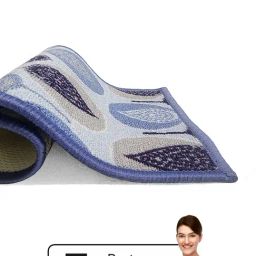 Bianca Grey & Blue Nylon Abstract Door Mat (Small) image 5