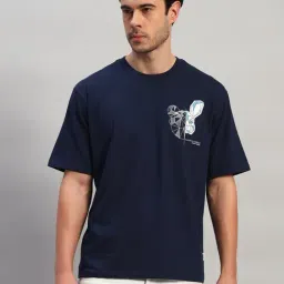 Cantabil Blue Regular Fit Printed T-Shirt-picture-18
