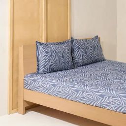 Westside Home Dusty Blue King Bed Fitted Sheet and Pillowcase Set-image-40