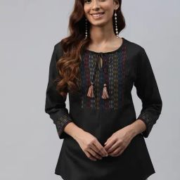 Cottinfab Black Embroidered Top-picture-35