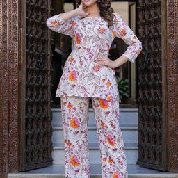 Gf Gul Fashion Printed V-Neck Tunic With Trousers Co-Ords-image-76