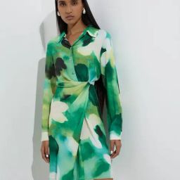 Wardrobe by Westside Green Abstract Pattern Wrap Dress-image-17