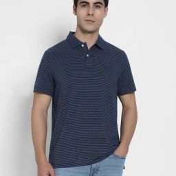 American Eagle Navy Regular fit Stripes Polo T-Shirt-image-68