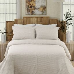 Boutique Living India White Geometric 300 TC King Bedsheet with 2 Pillow Covers-image-32