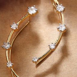 Zeneme Gold Plated Dual Toned CZ Stone Studded Contemporary Ear Cuff Earrings-15