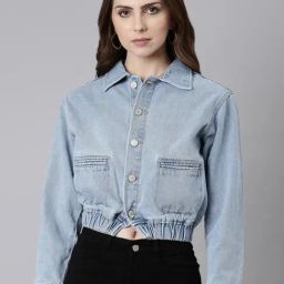 SHOWOFF Blue Regular Fit Denim Jacket-image-27