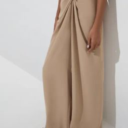 Wardrobe by Westside Beige Knot-Detailed High-Rise Trousers-image-73