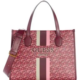 GUESS Merlot logo SILVANA Printed Medium Tote-picture-45