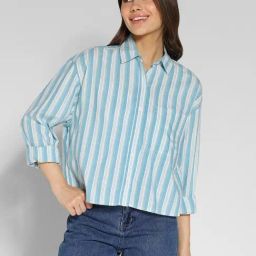 American Eagle Outfitters Blue Striped Shirt-picture-45