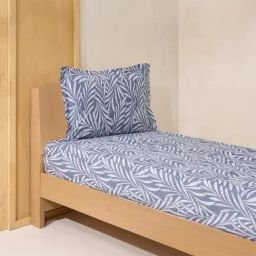 Westside Home Dusty Blue Single Bed Fitted Sheet and Pillowcase Set-image-57