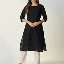 SHOWOFF Black Embroidered Kurta-42