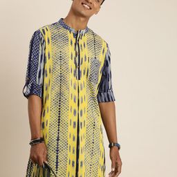 Taavi Geometric Shibori Printed Pure Cotton Kurta-image-22