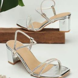 Iconics Women's Silver Ankle Strap Sandals-65