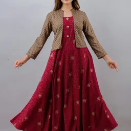 Jaipurite Women Round Neck Floral Print Maxi Dress-picture-19
