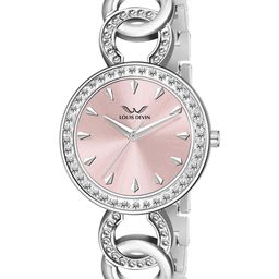 LOUIS DEVIN Women Brass Embellished Dial & Stainless Steel Bracelet Style Straps Analogue Watch-image-58