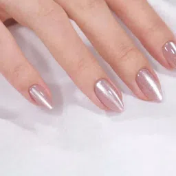 AMOK STORE Set Of 12 Reusable Artificial Nails With Glue Nude Cateye Nails-18