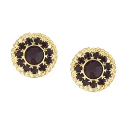 FirstBlush Gold-Plated Artificial Stones Studded Circular Shaped Non Pierced Studs-12