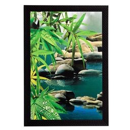 eCraftIndia Green Satin Matte Texture Framed UV Wall Painting-image-55