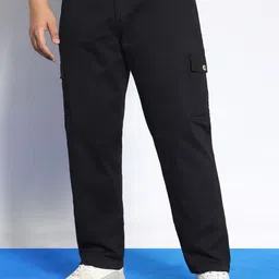 Urbano Plus Men Black Regular Fit Solid Stretchable Cargo Chino Trousers-image-64