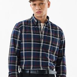 Snitch Men Burgundy Olive Green Slim Fit Tartan Checks Plaid Cotton Casual Shirt-image-65
