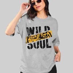 Leotude Women Typography Printed Round Neck Cotton Oversized T-shirt-image-43