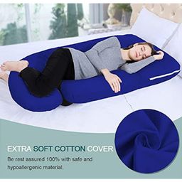 Get It 100% Cotton J Shape Premium maternity Pillow Removable Cover with Zip - Royal Blue-13