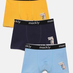 Mackly Pack Of 3 Shark Surf Printed Briefs - Orange/ Black/ Blue-image-64