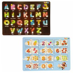 TodFod Wooden 4 in 1 English Alphabets & English Numbers Puzzle Multicolour - 02 puzzles - 48 pieces-22