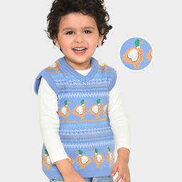 Mi Arcus Sleeveless Mallard Duck Designed Pre Winter Wear Sweater - Blue-image-87