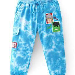 Babyhug Marvel Cotton Looper Knit Full Length Tie Dyed Lounge Pant Avengers Print - Blue-image-75