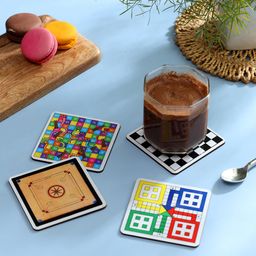DULI Set of 4 Square Games Coasters for Home and Dining Table-0