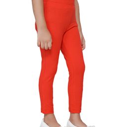 Tiny Girl Solid Full Length Knitted  Leggings - Tomato Red-image-81