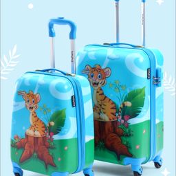 Babyhug Trolley Bag Tiger Print Pack of 2 Blue -18 & 20 Inches-image-4