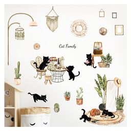 Jaamso Royals Black Cat Family Kids Room Decor Wall Sticker-image-7