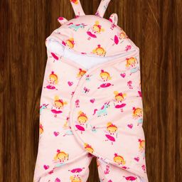 Mittenbooty Bear Quilted Wrapper or swaddle in holland velvet Girl print Pink-image-5