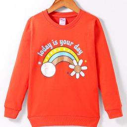 Tango Looper Knit Full Sleeves T-Shirt With Text Print - Orange-image-46