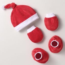 Ben Benny Interlock Knit Christmas Theme With Cap Mittens & Booties Red & White - Diameter 9 cm-image-1