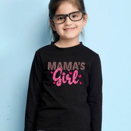 NUSYL Cotton Blend Full Sleeves Mamas Girl Text Printed Tee - Black-image-97