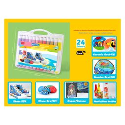 SANJARY Acrylic Paint Marker Pen Set 24 Pieces - Multicolors-3