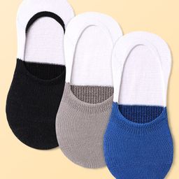 Pine Active Cotton Knit No Show Slip In Socks - Black Grey & Blue-image-35